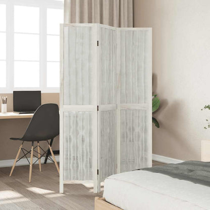 vidaXL Room Divider 3 Panels White Solid Wood Paulownia