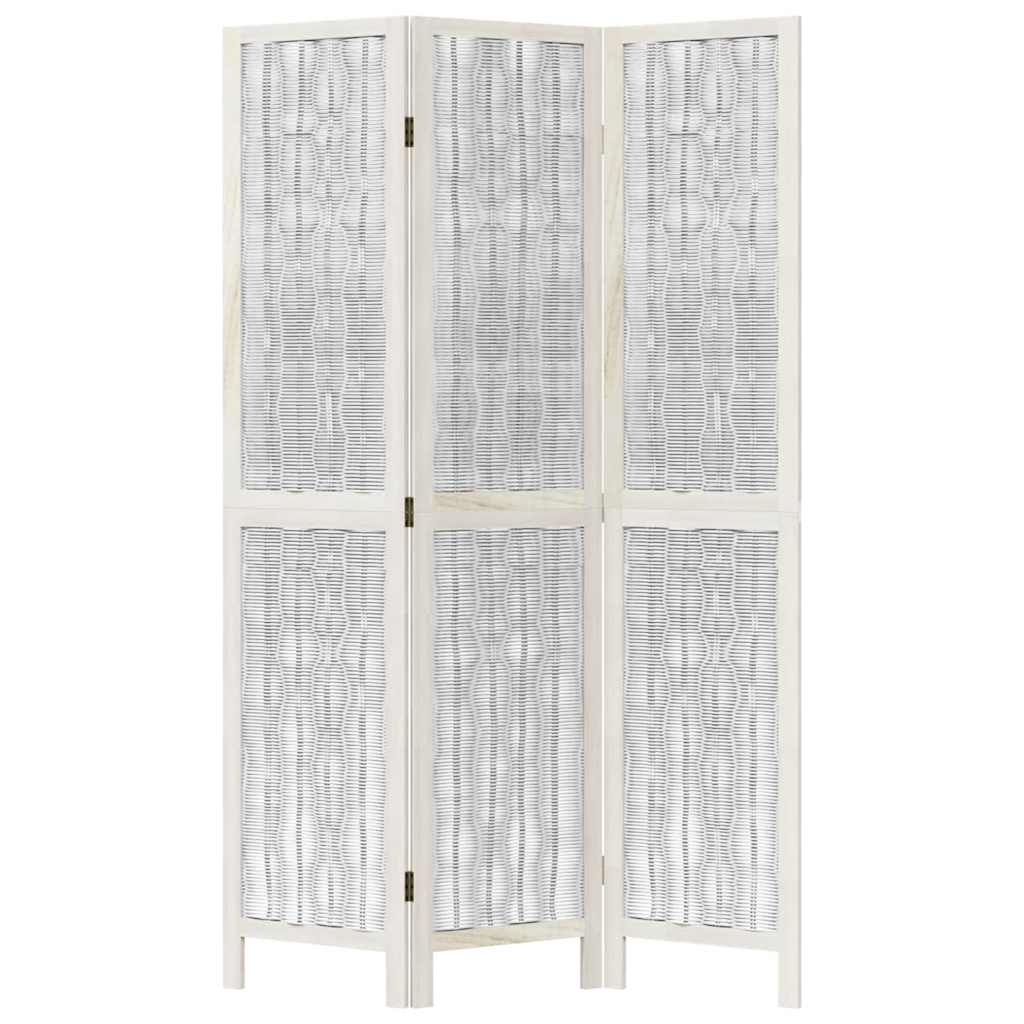 vidaXL Room Divider 3 Panels White Solid Wood Paulownia