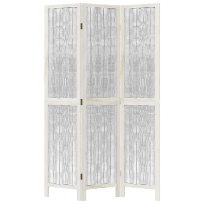 vidaXL Room Divider 3 Panels White Solid Wood Paulownia