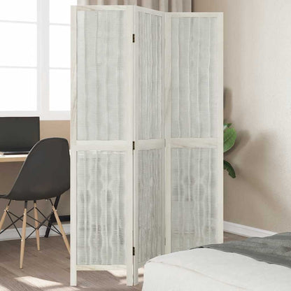 vidaXL Room Divider 3 Panels White Solid Wood Paulownia