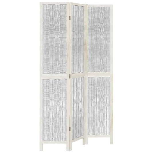 vidaXL Room Divider 3 Panels White Solid Wood Paulownia