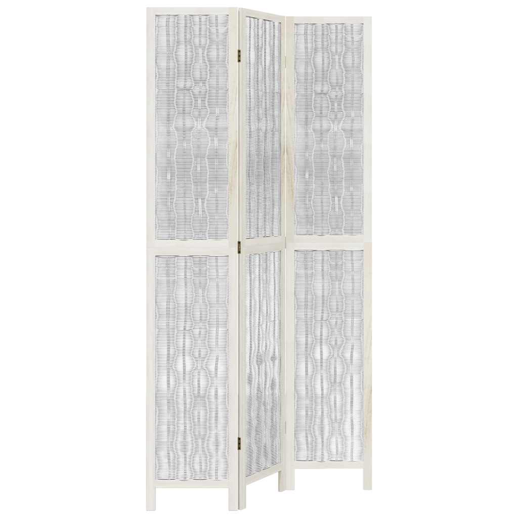 vidaXL Room Divider 3 Panels White Solid Wood Paulownia