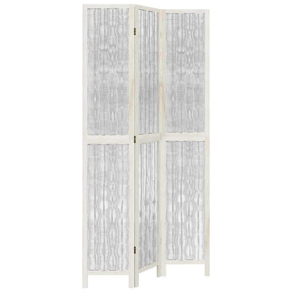 vidaXL Room Divider 3 Panels White Solid Wood Paulownia