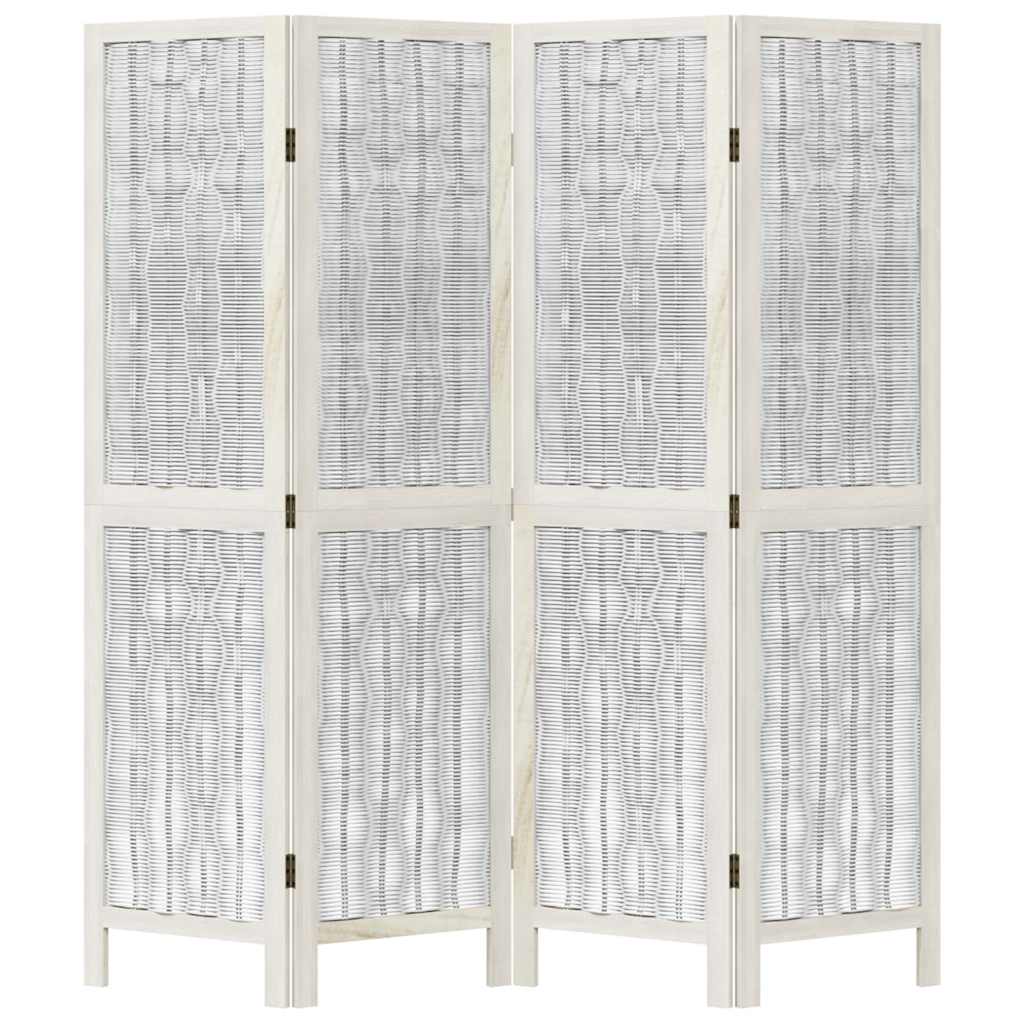 vidaXL Room Divider 4 Panels White Solid Wood Paulownia