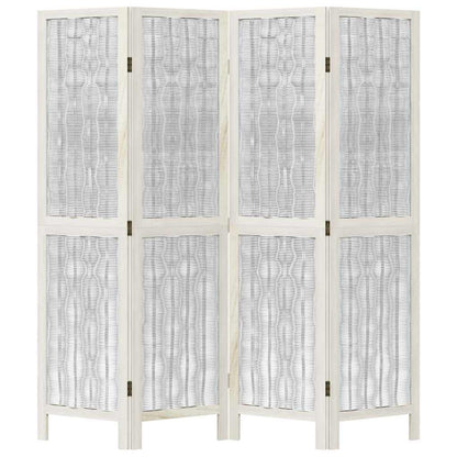 vidaXL Room Divider 4 Panels White Solid Wood Paulownia