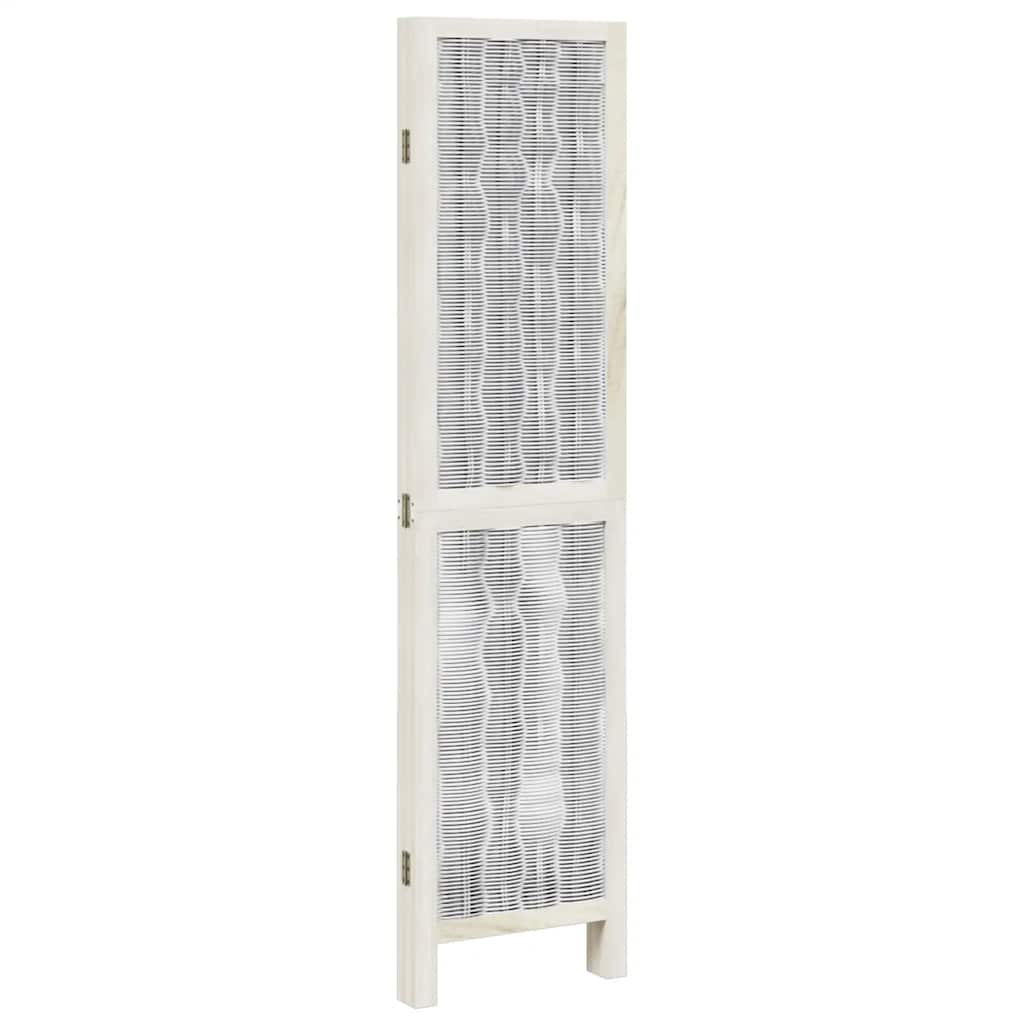 vidaXL Room Divider 4 Panels White Solid Wood Paulownia