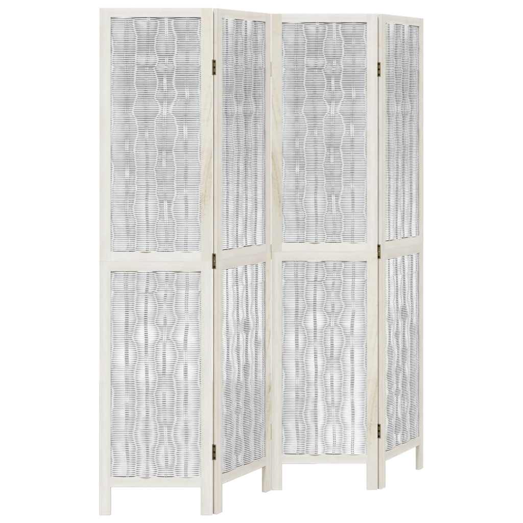 vidaXL Room Divider 4 Panels White Solid Wood Paulownia
