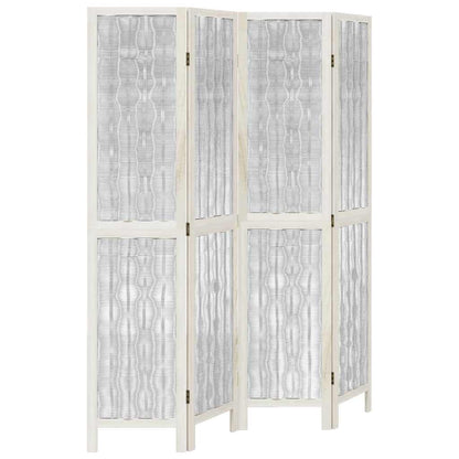 vidaXL Room Divider 4 Panels White Solid Wood Paulownia