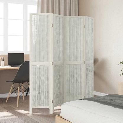 vidaXL Room Divider 4 Panels White Solid Wood Paulownia