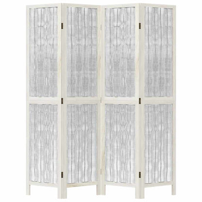 vidaXL Room Divider 4 Panels White Solid Wood Paulownia
