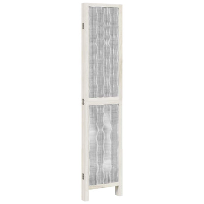 vidaXL Room Divider 4 Panels White Solid Wood Paulownia