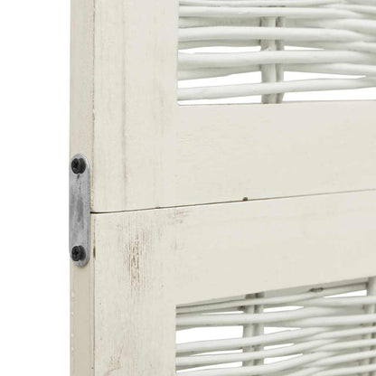 vidaXL Room Divider 4 Panels White Solid Wood Paulownia