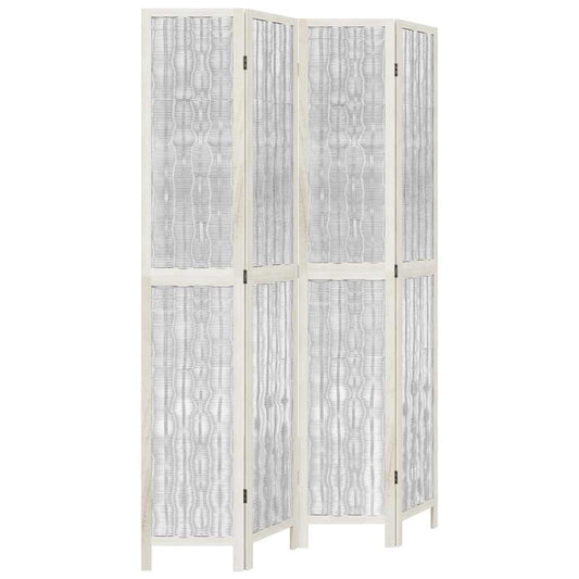 vidaXL Room Divider 4 Panels White Solid Wood Paulownia