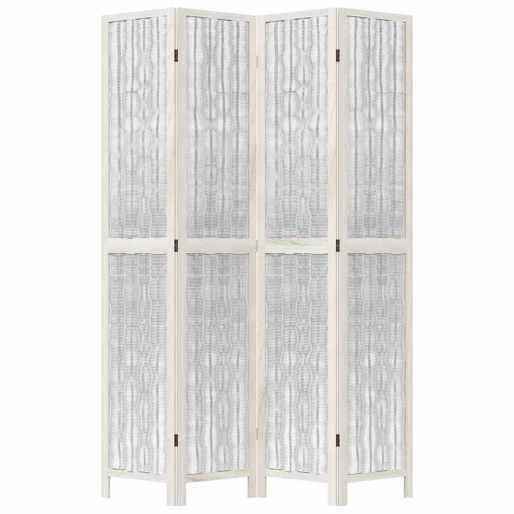 vidaXL Room Divider 4 Panels White Solid Wood Paulownia
