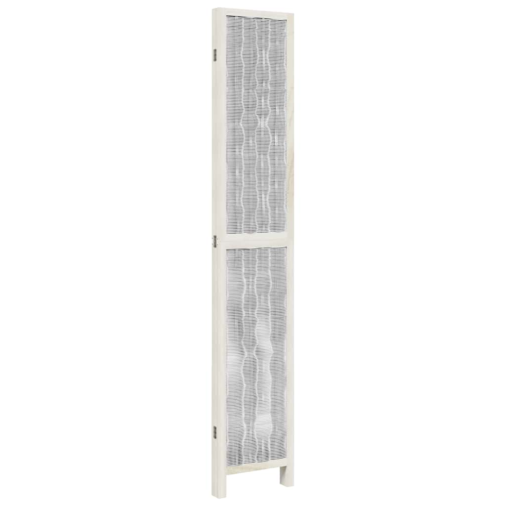 vidaXL Room Divider 4 Panels White Solid Wood Paulownia