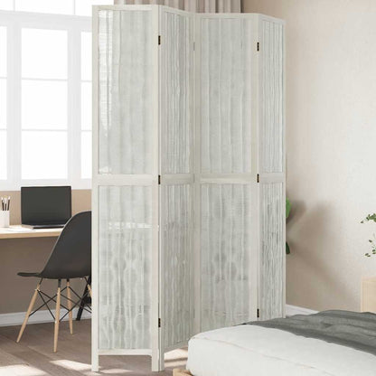 vidaXL Room Divider 4 Panels White Solid Wood Paulownia