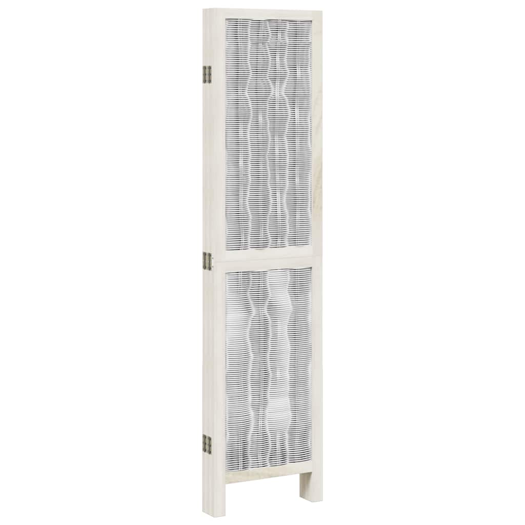vidaXL Room Divider 5 Panels White Solid Wood Paulownia