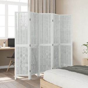 vidaXL Room Divider 5 Panels White Solid Wood Paulownia