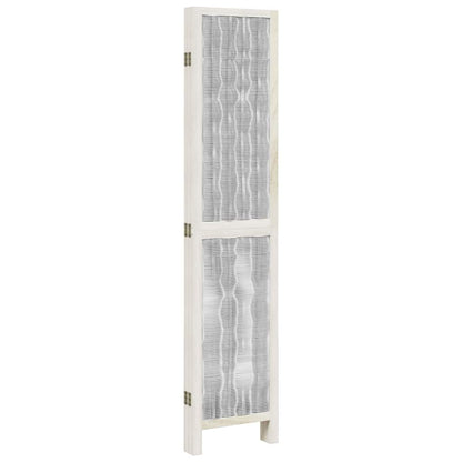vidaXL Room Divider 5 Panels White Solid Wood Paulownia