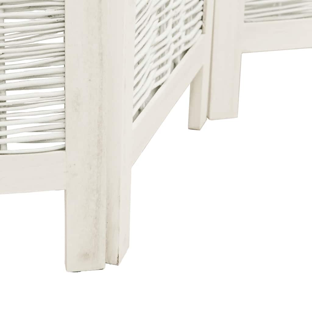 vidaXL Room Divider 6 Panels White Solid Wood Paulownia