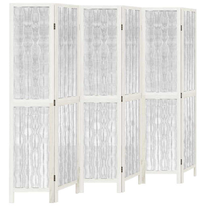 vidaXL Room Divider 6 Panels White Solid Wood Paulownia