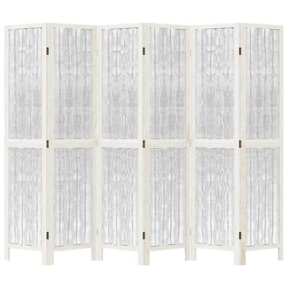 vidaXL Room Divider 6 Panels White Solid Wood Paulownia