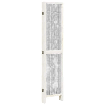 vidaXL Room Divider 6 Panels White Solid Wood Paulownia