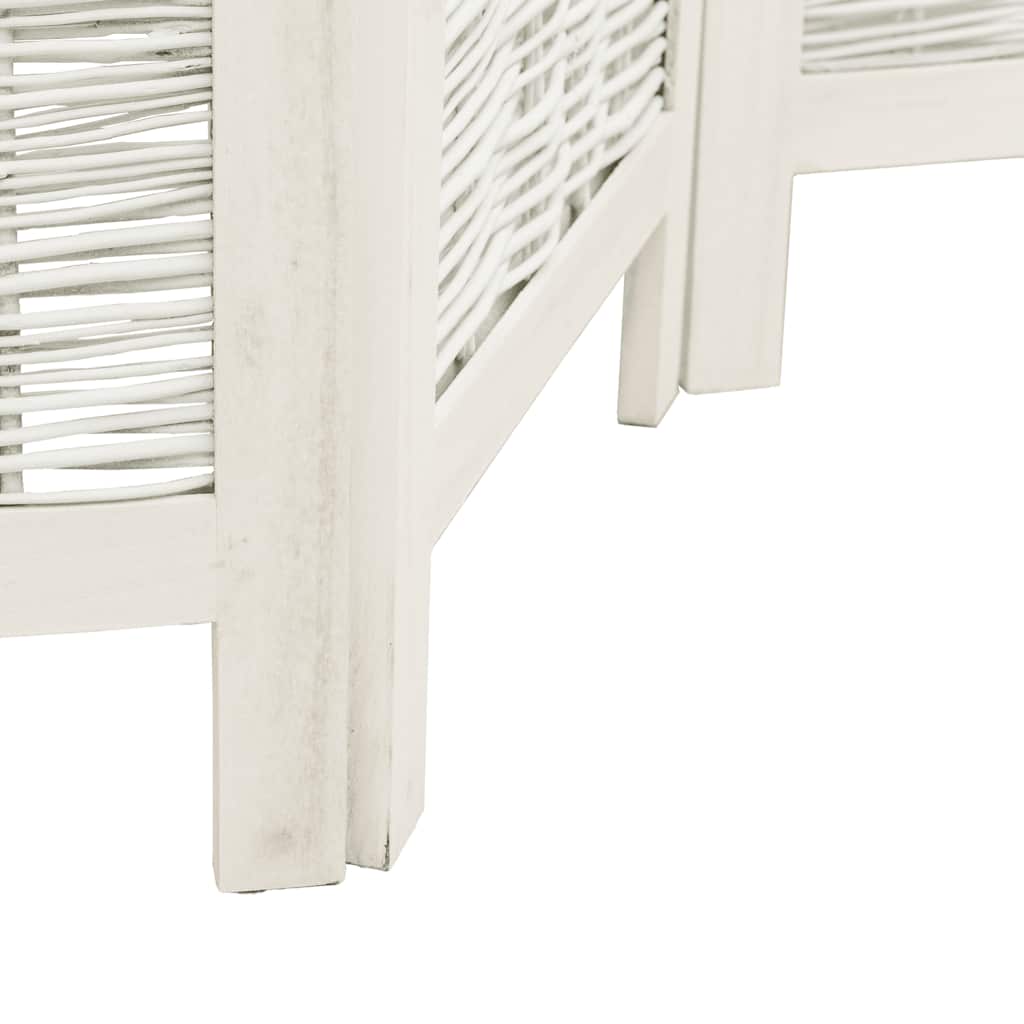 vidaXL Room Divider 6 Panels White Solid Wood Paulownia