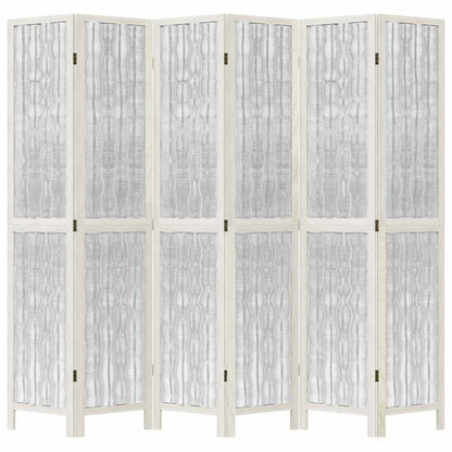 vidaXL Room Divider 6 Panels White Solid Wood Paulownia