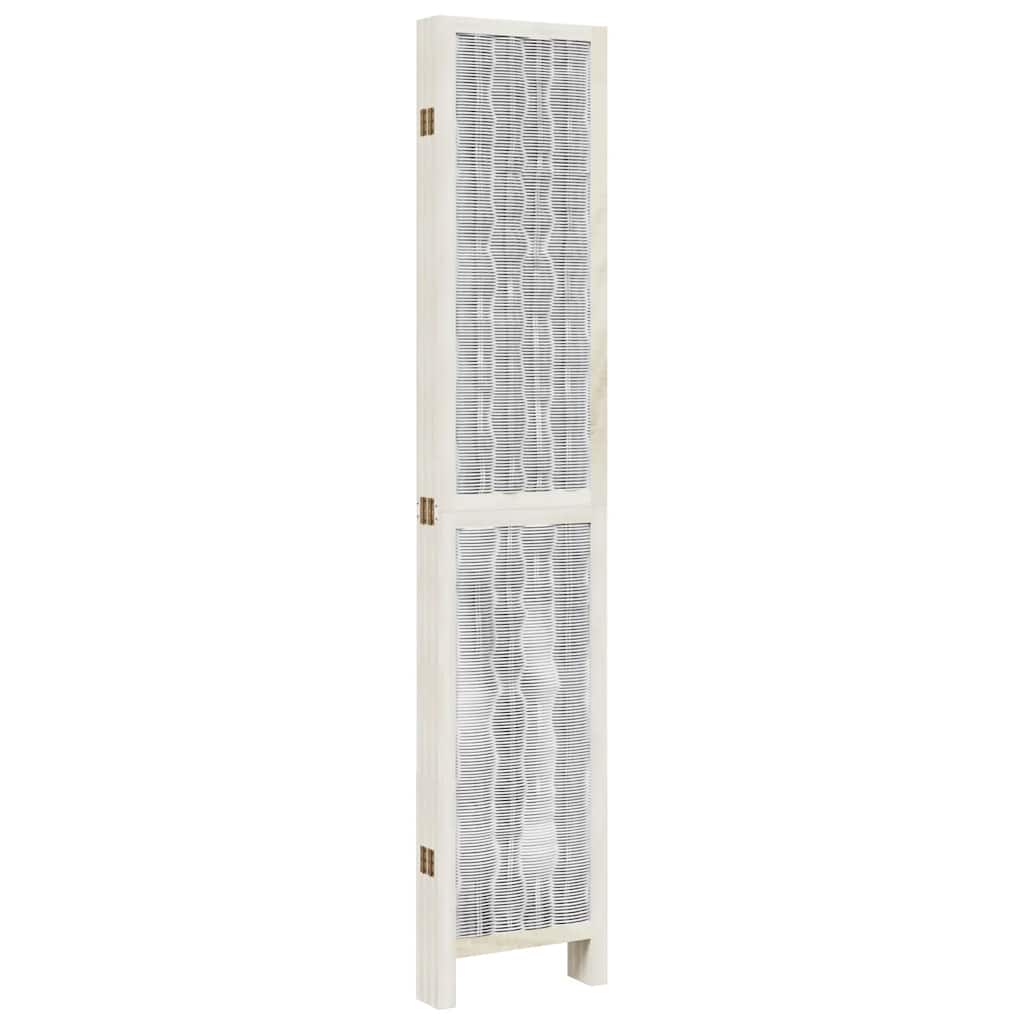 vidaXL Room Divider 6 Panels White Solid Wood Paulownia