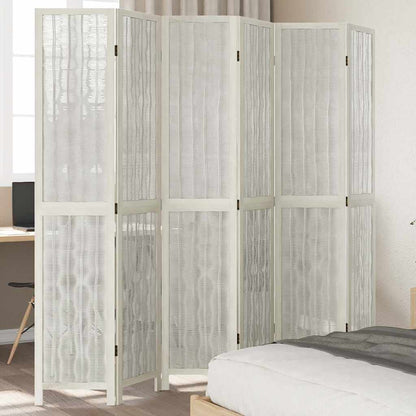 vidaXL Room Divider 6 Panels White Solid Wood Paulownia