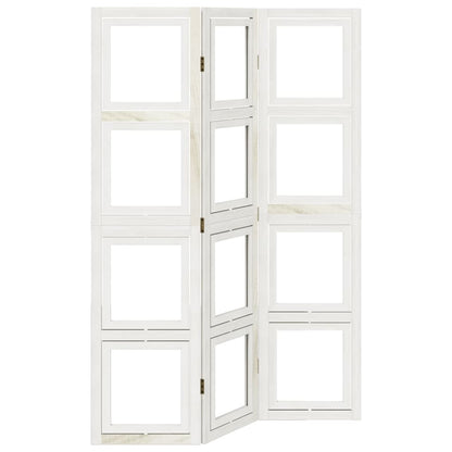 vidaXL Room Divider 3 Panels White Solid Wood Paulownia