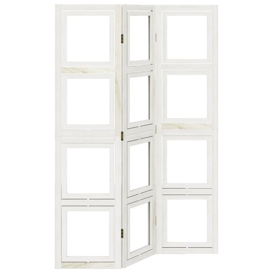 vidaXL Room Divider 3 Panels White Solid Wood Paulownia