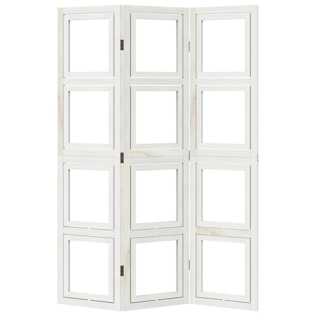 vidaXL Room Divider 3 Panels White Solid Wood Paulownia