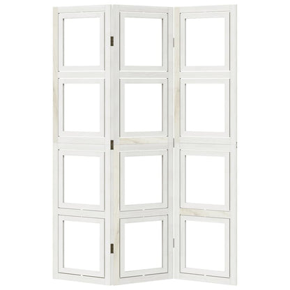 vidaXL Room Divider 3 Panels White Solid Wood Paulownia