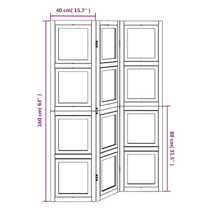 vidaXL Room Divider 3 Panels White Solid Wood Paulownia