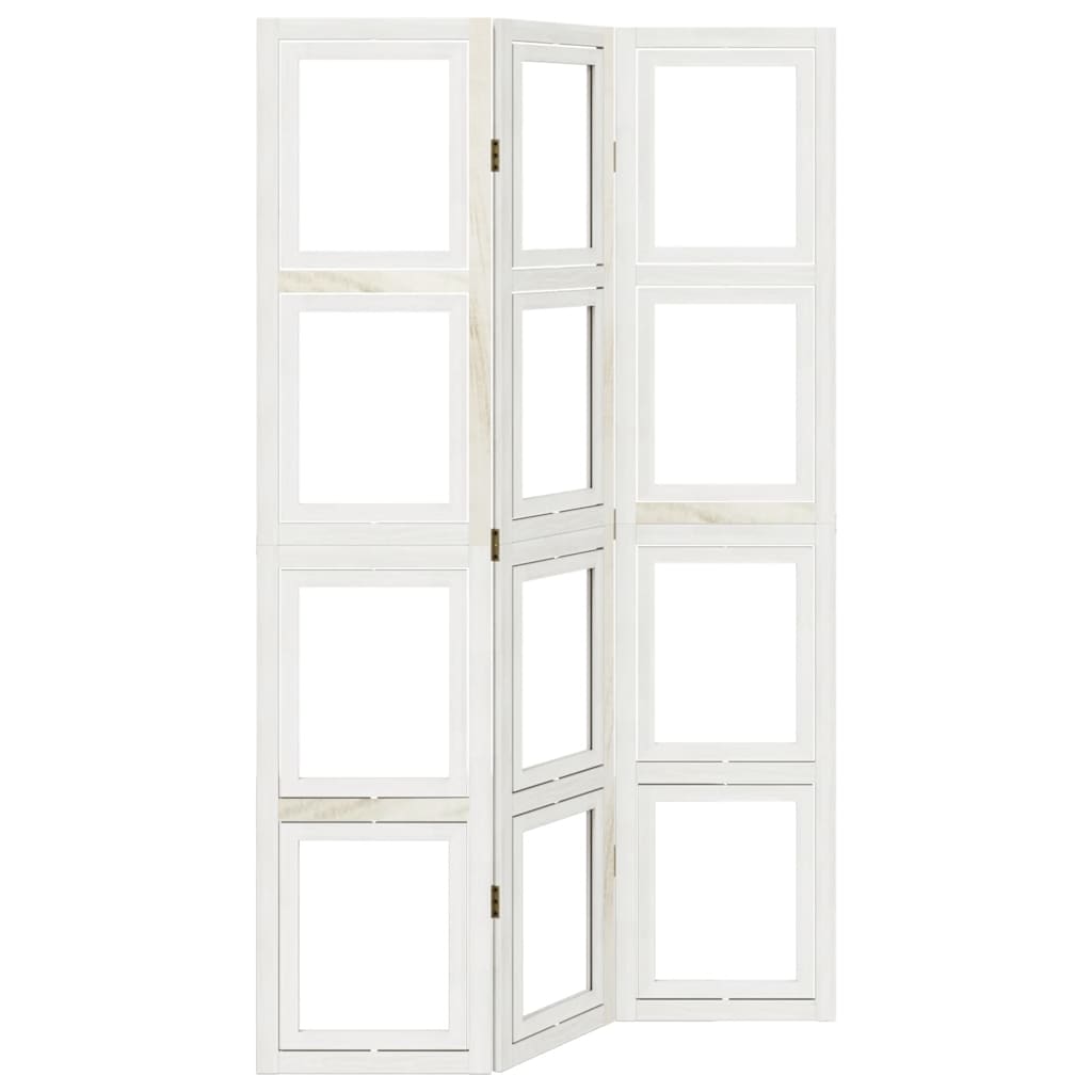 vidaXL Room Divider 3 Panels White Solid Wood Paulownia