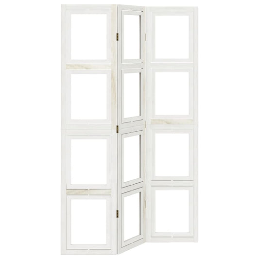 vidaXL Room Divider 3 Panels White Solid Wood Paulownia