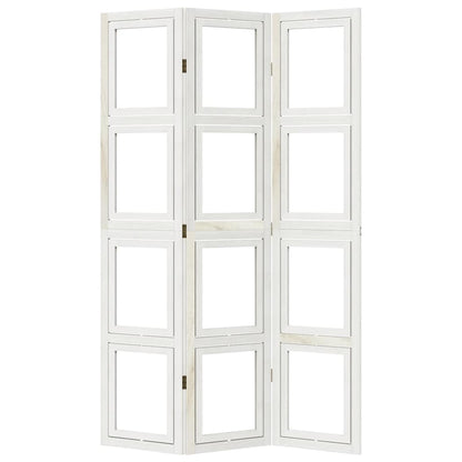 vidaXL Room Divider 3 Panels White Solid Wood Paulownia