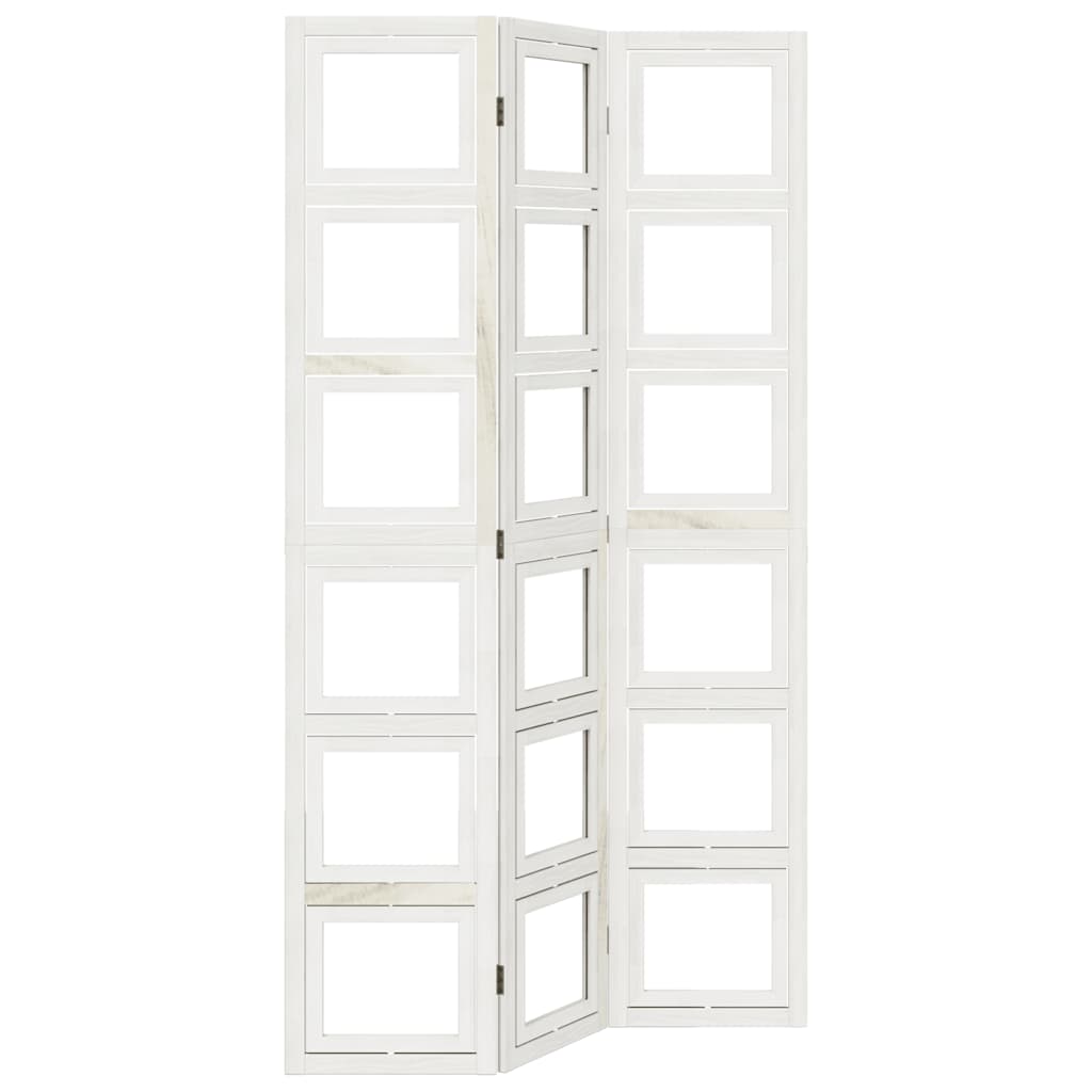 vidaXL Room Divider 3 Panels White Solid Wood Paulownia