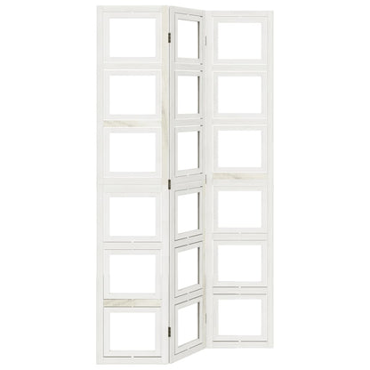 vidaXL Room Divider 3 Panels White Solid Wood Paulownia
