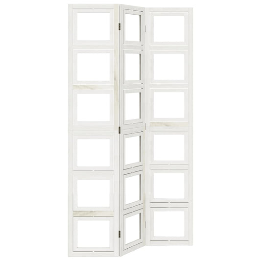vidaXL Room Divider 3 Panels White Solid Wood Paulownia