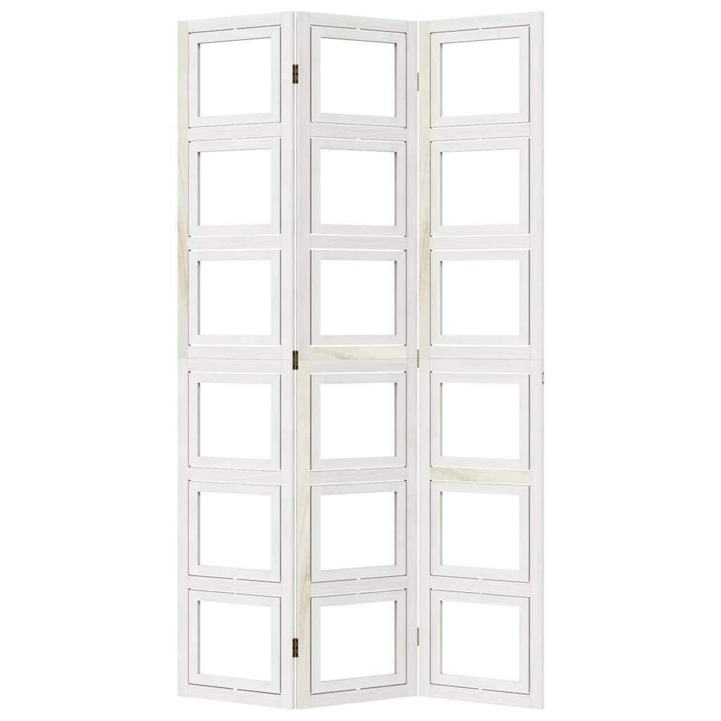 vidaXL Room Divider 3 Panels White Solid Wood Paulownia