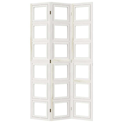 vidaXL Room Divider 3 Panels White Solid Wood Paulownia
