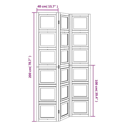 vidaXL Room Divider 3 Panels White Solid Wood Paulownia