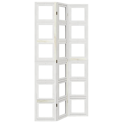 vidaXL Room Divider 3 Panels White Solid Wood Paulownia