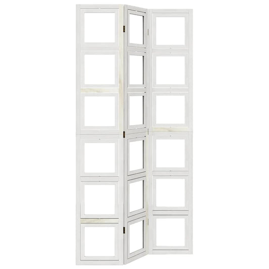 vidaXL Room Divider 3 Panels White Solid Wood Paulownia