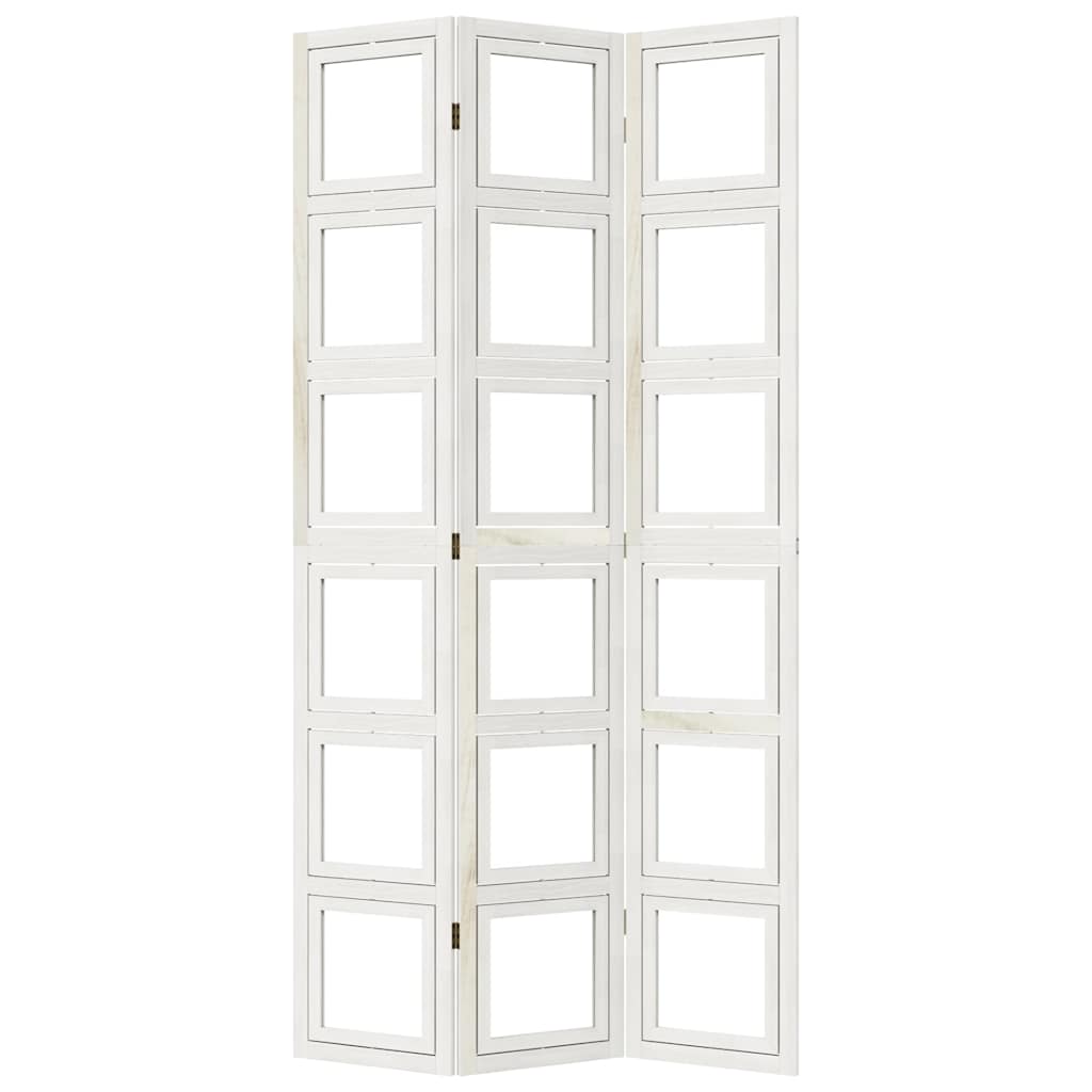 vidaXL Room Divider 3 Panels White Solid Wood Paulownia
