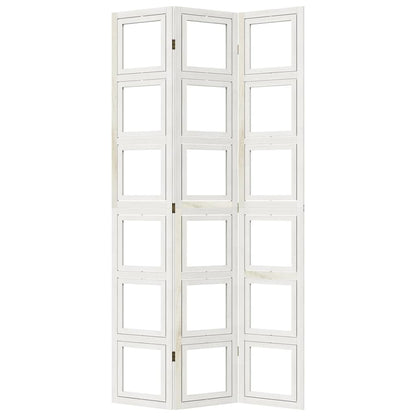 vidaXL Room Divider 3 Panels White Solid Wood Paulownia