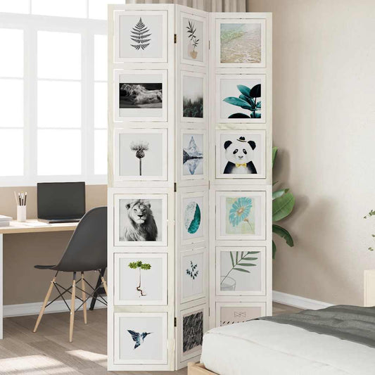 vidaXL Room Divider 3 Panels White Solid Wood Paulownia